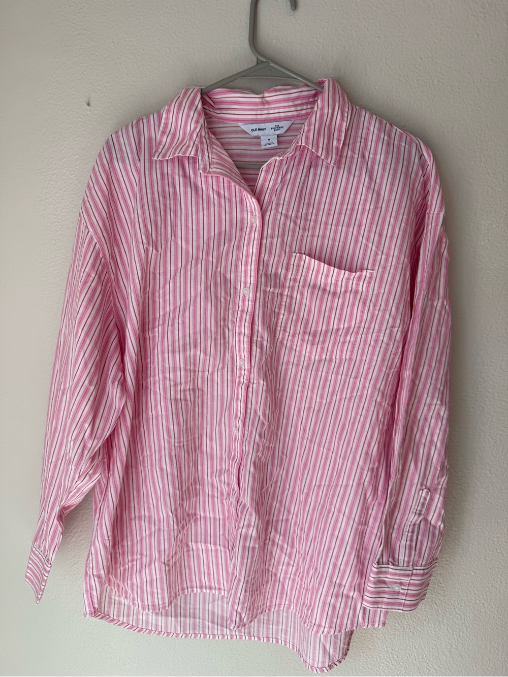 Old Navy Women’s Pink & White Striped Button-Down Shirt